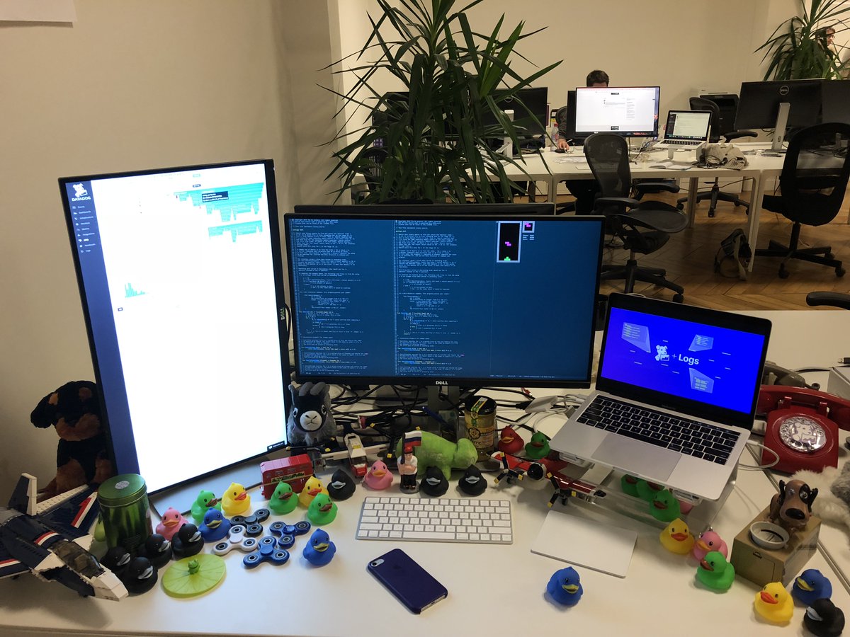 datadoghq's tweet photo. Vlad, our APM infrastructure engineer, keeps his inspiration close when working! #desksofDD #insidedatadog #pupculture #devdesk https://t.co/CFYX5ozCGA