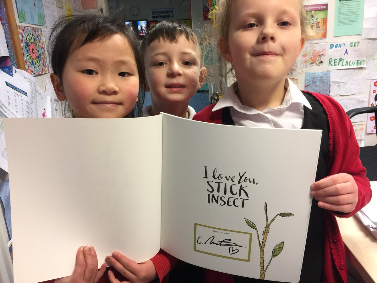 chrisdysonHT's tweet photo. The children are adoring their signed copies of #ILOVEYOUSTICKINSECT By last weeks special author visitor @Chris_Naylor_B ..... thank you sooooo much .... next we welcome @CressidaCowell on #WORLDBOOKDAY #WBD18 @WorldBookDayUK itself https://t.co/o1BYMOfiZu