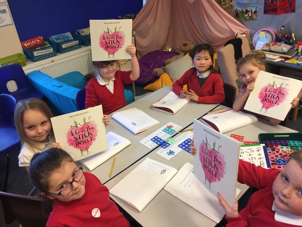 chrisdysonHT's tweet photo. The children are adoring their signed copies of #ILOVEYOUSTICKINSECT By last weeks special author visitor @Chris_Naylor_B ..... thank you sooooo much .... next we welcome @CressidaCowell on #WORLDBOOKDAY #WBD18 @WorldBookDayUK itself https://t.co/o1BYMOfiZu