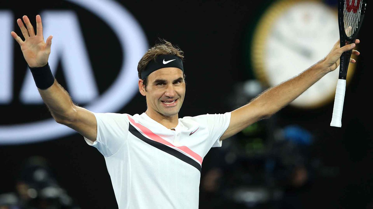 atptour's tweet photo. Roger Federer saves 2 set points in the first set to beat Tomas Berdych and reach the #AusOpen SFs - his 14th at Melbourne Park. 👏

Read More ▶️: https://t.co/66Fn0S4Nl2 https://t.co/9HVUriP1gB