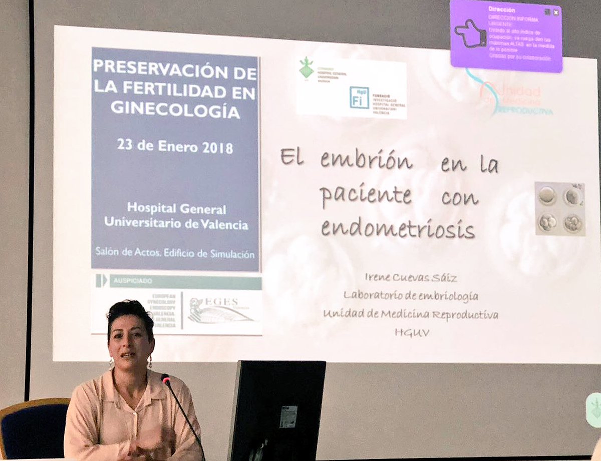 urimedvalencia's tweet photo. Nuestra responsable de laboratorio y embrióloga @icuevasurimed participó ayer en la jornada de Preservación de la #fertilidad en #ginecología celebrada en @HGUVALENCIA.
#Compartiryaprender https://t.co/WpeHb3vmRk