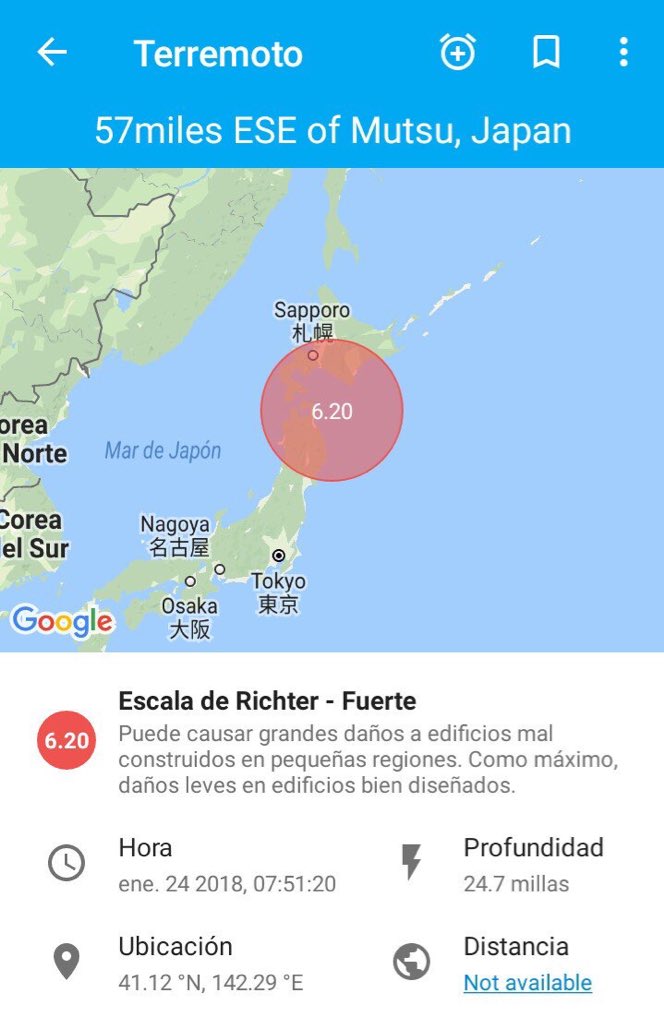 ELJD's tweet photo. Un terremoto de magnitud 6.2 se ha producido en la costa noreste de #Japón.
#ElJDonline https://t.co/hzShBYROUZ