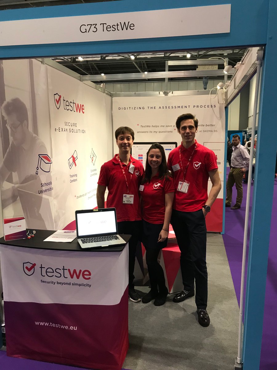 testwe_eu's tweet image. D.1 at #bett2018 , come to ask your questions about #etesting. Meet us at @testwe_eu booth G73 @Bett_show 
#startup #edtech #frenchtech #eassesment #digitalexam