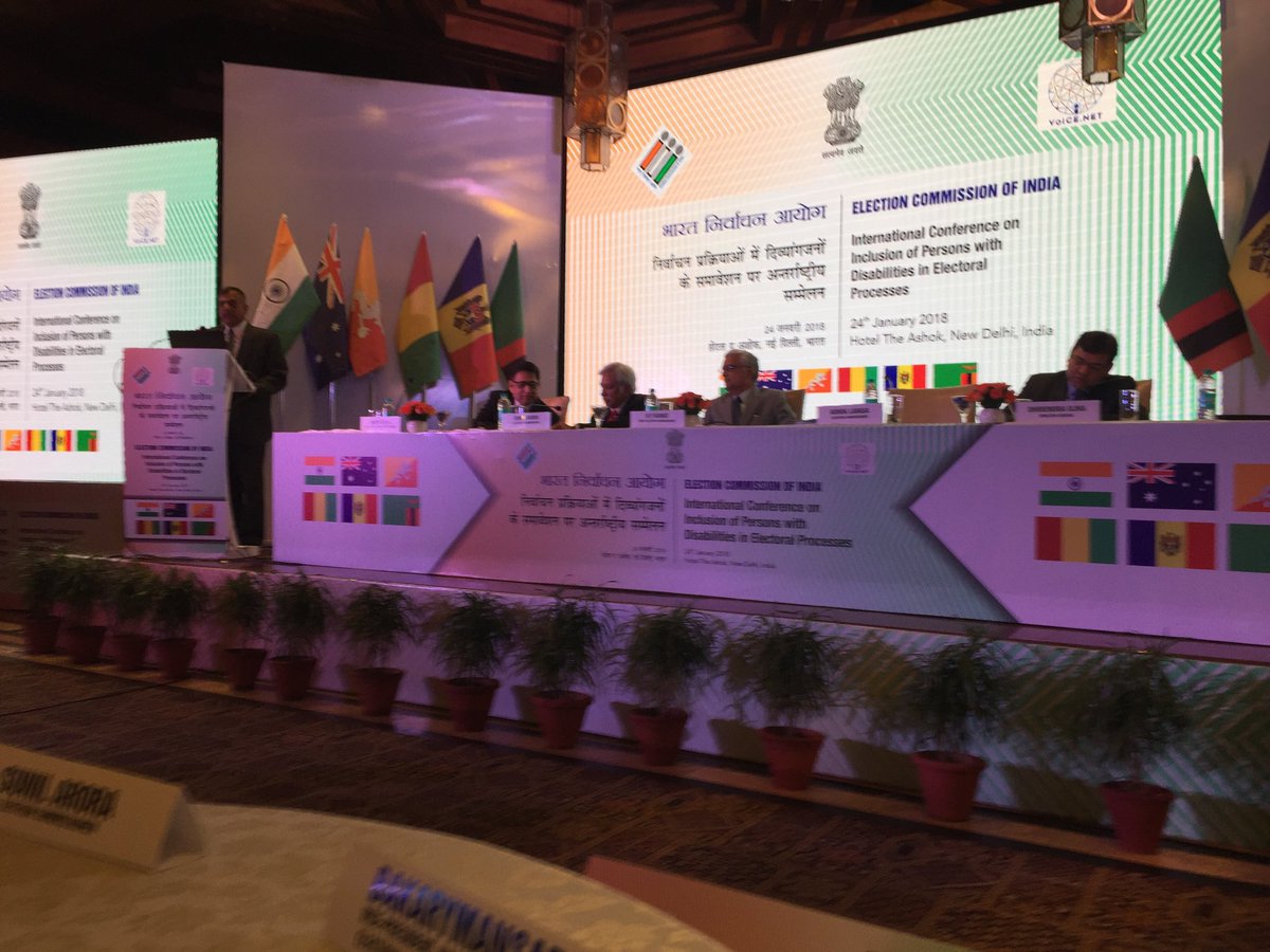 BillSweeneyIFES's tweet photo. Opening session of the Election Commission of India annual conference. Theme is inclusion of persons with disabilities in electoral process. IFES’ work is in every case study! Proud to be here. https://t.co/NH25Gvo4H1
