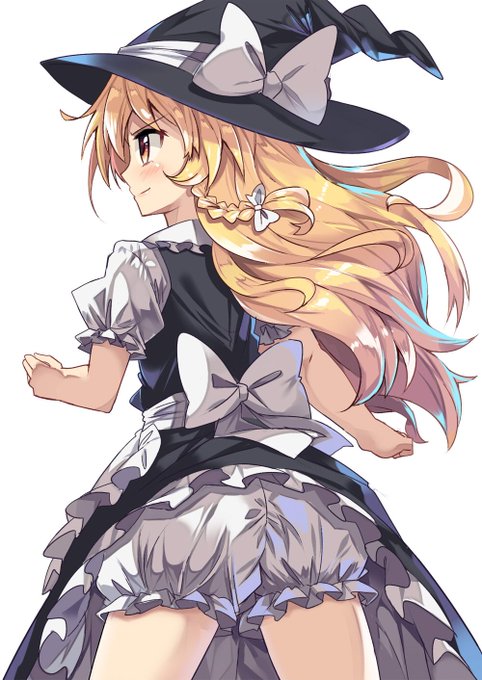 ドロワがモロ見えな事に気が付かない魔理沙ちゃん 