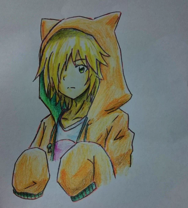 友達に頼まれたイラスト因みにコンパスはやったことが無く、キャラの画像を少し見た程度なので「こんなのマルコスじゃな〜い!」とかは無しでお願いします#アナログ#イラスト#色鉛筆#雑#コンパス#マルコス 