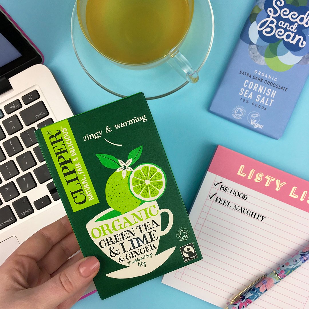 clipperteas's tweet photo. It's almost the weekend! Power through your to-do list and replace your afternoon coffee with a cup of cleansing Organic Green Tea (oh, and a square of @seedandbean dark chocolate!). 🍃🍫 #ChocolaTeaBreak #GreenTea https://t.co/wfdy5uCOP6