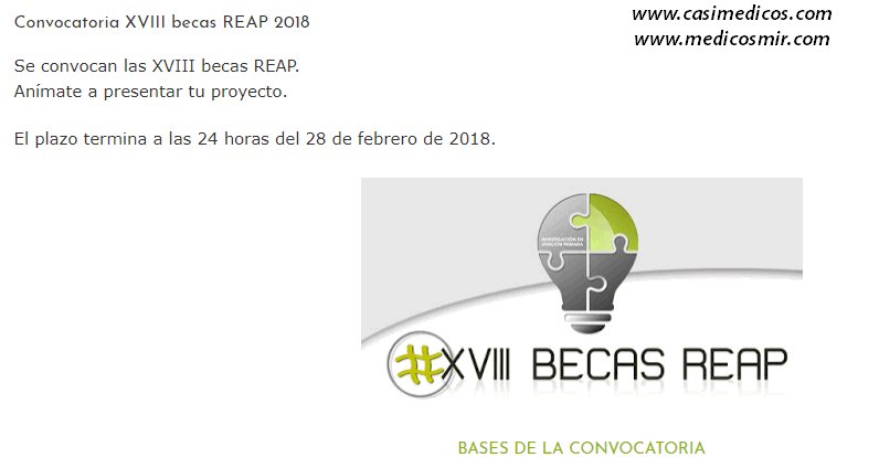 MedicosMIR's tweet photo. Convocatoria XVIII becas REAP 2018 https://t.co/xbuvzGriG2 https://t.co/X8rRSL2Kt8