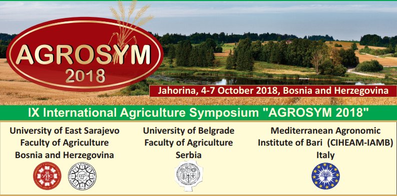 MAIBFTNComm's tweet photo. Call for Abstracts: IX International Agriculture Symposium "AGROSYM 2018", Jahorina, 4-7 October 2018, Bosnia and Herzegovina! Learn more: https://t.co/ukVzIXr0f5 Download the 1st announcement here: https://t.co/EUlmlngbS0 #CiheamBari #Alumni #FTN #Agrosym https://t.co/O9kmAkX2IU