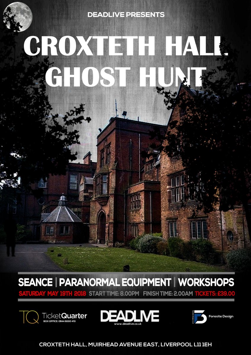 DEADLIVEUK's tweet photo. Croxteth Hall Liverpool Ghost Hunt Saturday, 19th May 2018 at 8 PM - 2 AM Tickets Β£39 Includes Hot Drinks And Snacks #liverpool #croxtethhall #ghosthunt #spookynights #hauntedhall
https://t.co/3q5zurXCcq https://t.co/E2IpuRmaRL