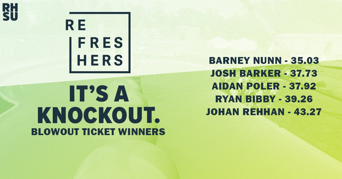 SURHUL's tweet photo. Congratulations to the top five fastest participants of the It's A Knockout event during Refreshers Week! You've been added to the guest list for the biggest night out for this term: The Easter Blowout. 🎉💪 https://t.co/gjRnk948mq
