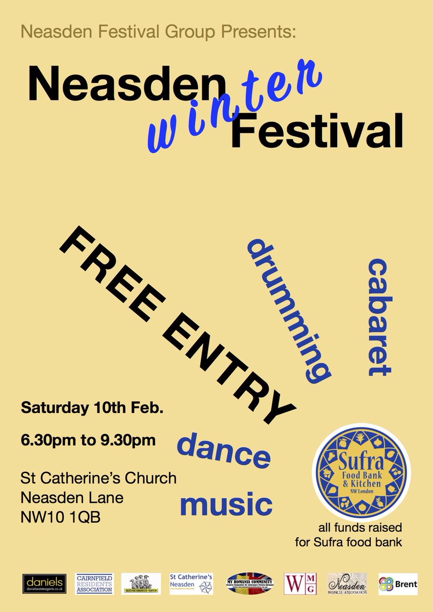 Please support the <a href="/NeasdenFestival/">Neasden Festival</a> Our Steel Pan band and other musicians will be performing! <a href="/DanielsNeasden/">Daniels NW2 & NW10</a>
