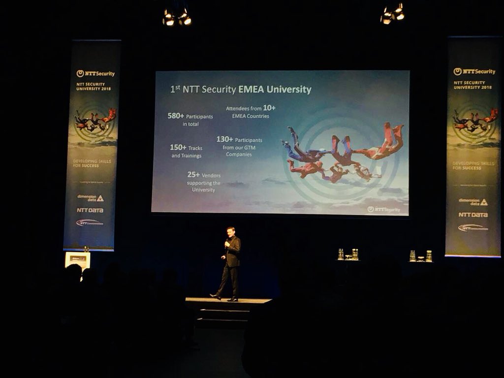 KaiGrunwitz's tweet photo. Very proud to welcome more than 580 participants at our #NTTSUniversity in Munich! Great event those days with @NTT_DATA_DE  @DimensionData @nttcom #Cybersecurity #summit “Developing skills for success!” https://t.co/50zSR6EPII