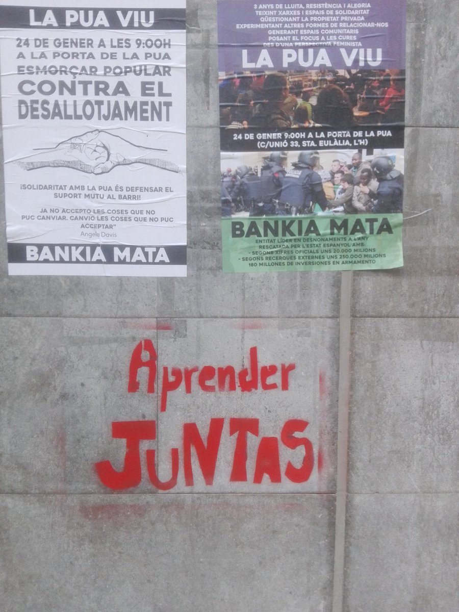 AteneuLaPua's tweet photo. Sembla q x ara el desallotjament està parat.

Mil gràcies a totes les q ens heu donat suport,sense vosaltres, res seria possible.

Continuem construint i #FemBarri.

Resteu atentes a properes convocatòries.

#LaPuaViu I #BankiaMATA 

#DefensemLaPua I continuarem defensant la VIDA https://t.co/csZu2zX3ez
