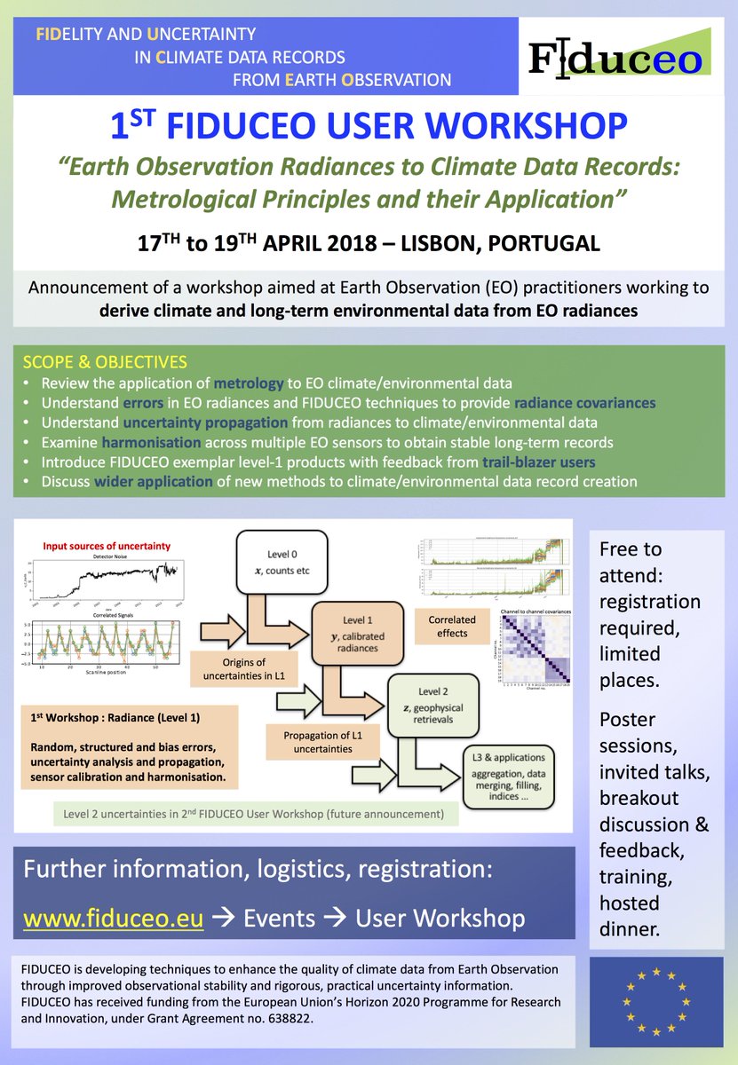 esaclimate's tweet photo. Fidelity and uncertainty in climate data records from Earth Observations: FIDUCEO User Workshop, 17-19 April, Lisbon  https://t.co/6F8P5DEKAM https://t.co/LJgysuJZ1I