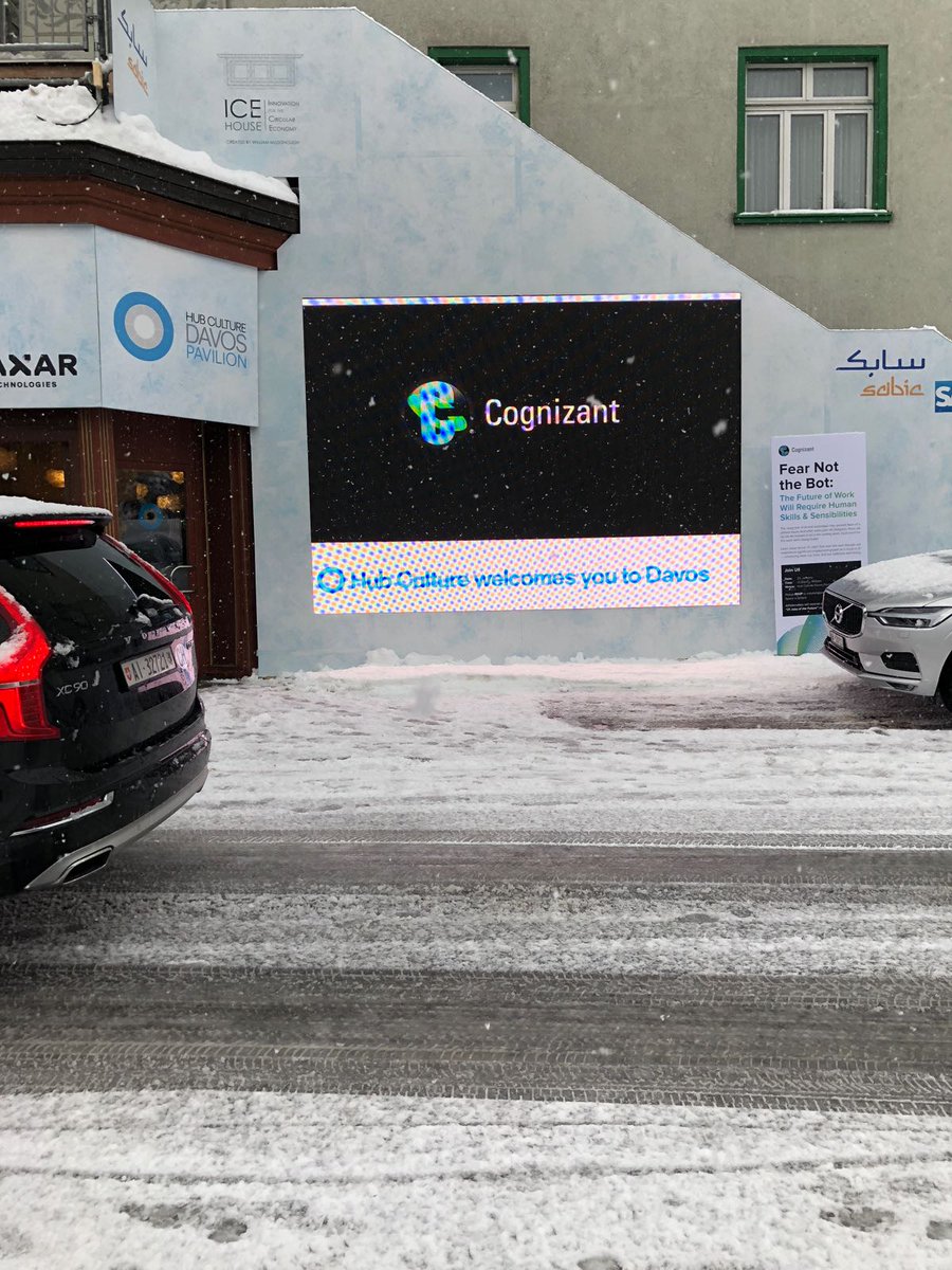 CognizantEvents's tweet photo. It's raining giant snowflakes and great ideas about #AI and the #futureofwork at #WEF18! ❄💡 https://t.co/3bu8di1NR5