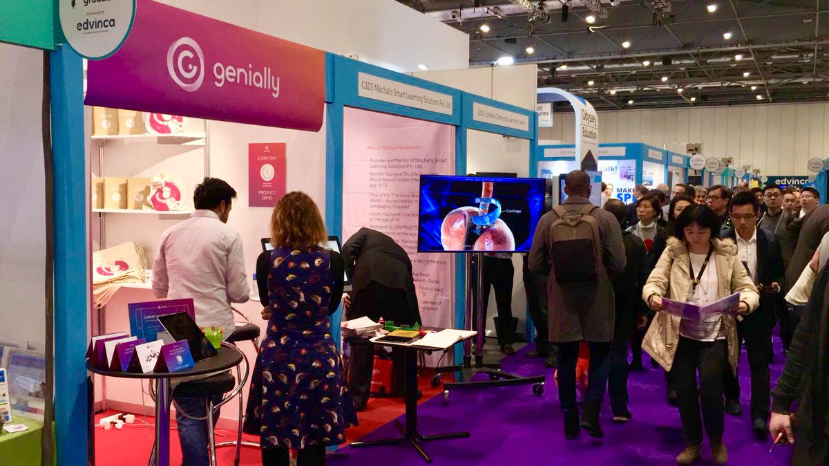 genially_es's tweet photo. 3, 2, 1... Comienza #BETT2018 en Londres y allí está el #EquipoGenially para enseñar las ventajas y los beneficios que aportan los contenidos interactivos en el sector educativo 😉👩‍🏫🔝
#TICs #Educación #Innovación #Creatividad https://t.co/gjzlKkgtDZ