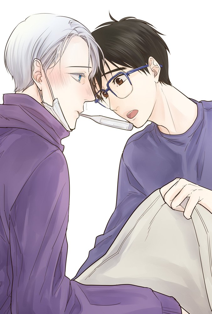勝生勇利 ,ヴィクトル・ニキフォロフ 「たぶん表紙になる絵。ヴィ鼻水。 」|ココドコのイラスト