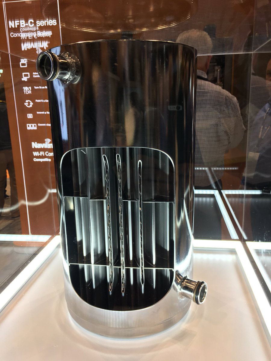 phcnews's tweet image. @NavienTankless new fire tube heat exchanger for its new NFB Series. Stainless steel. Laser welding. Means higher level of performance. #AHR2018 #hydronics #boilers