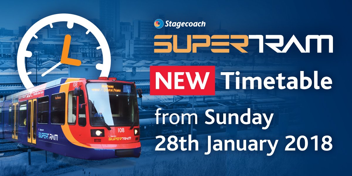 SY_Supertram's tweet photo. It's nearly time... the new Supertram timetable comes into effect this weekend! Download it here: https://t.co/XSUL9rs7gs #Sheffieldissuper #BlueRoute #YellowRoute #PurpleRoute ⏰ https://t.co/zK34ZPww1d