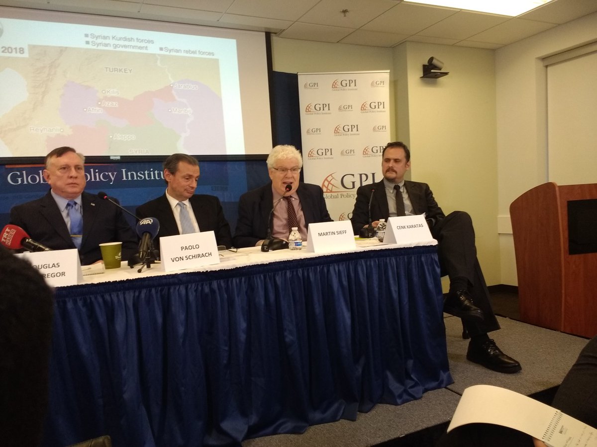 GPInstitute's tweet photo. "Most of the weapons US provided supposedly secular Kurdish groups, ended up with PKK and El-Kaide" says @MartinSieff of GPI. #GPItalks https://t.co/10WgXyYyId