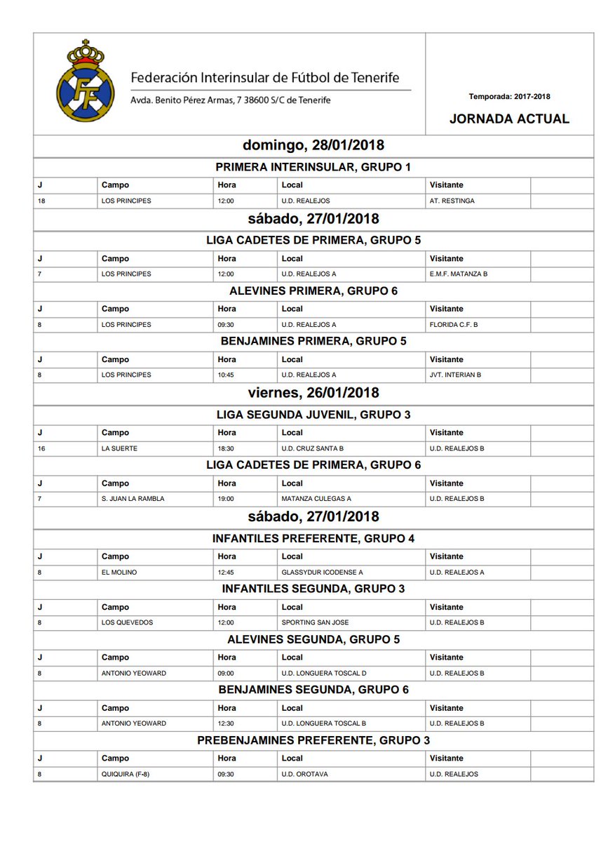 UDRealejos's tweet photo. Horario de los partidos oficiales de nuestros equipos para la actual jornada.
#VAMOSUDR https://t.co/atFktBq9gY