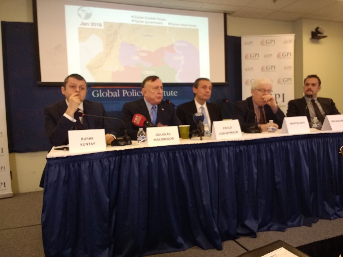 GPInstitute's tweet photo. Colonel (ret.) Douglas Macgregor: "Ankara sees YPG and PKK are connected we have to respect that" #GPItalks https://t.co/c2RxJj8zIz