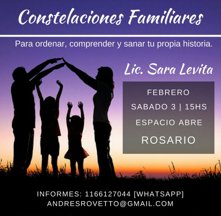 vetoconvcorta's tweet photo. #ConstelacionesFamiliares 
Sábado 3 de Febrero en #Rosario https://t.co/m6Ofwcv43D