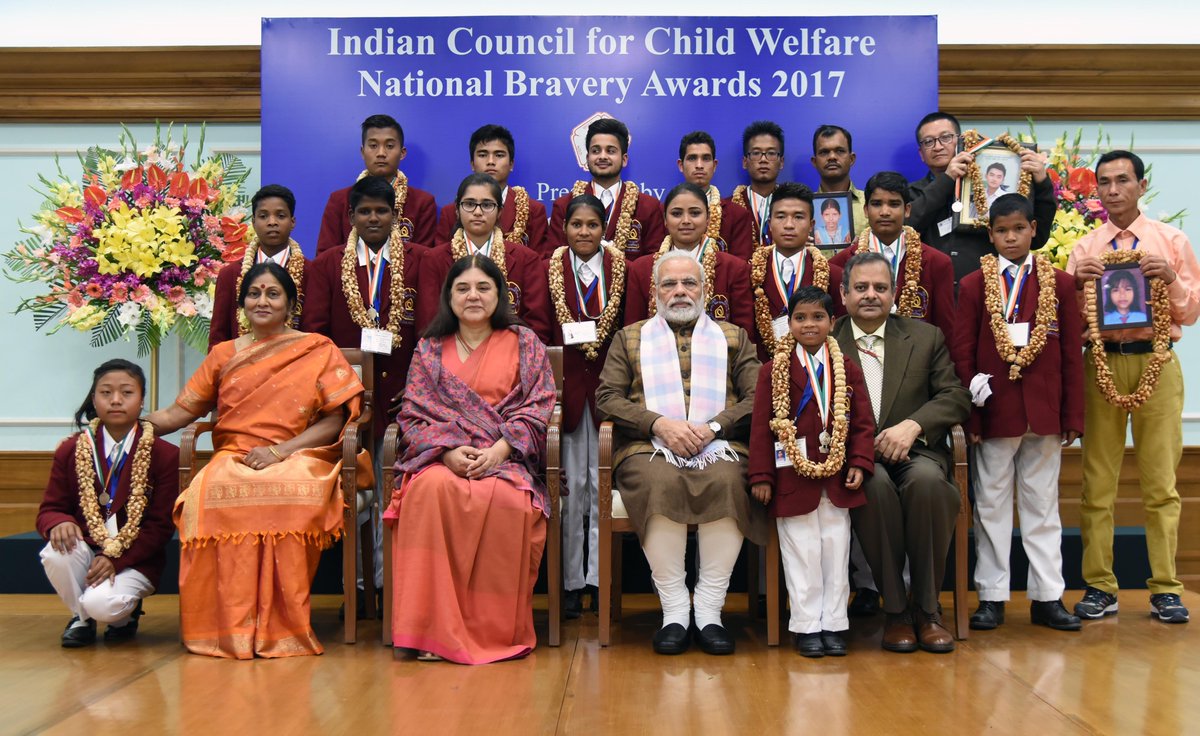 narendramodi's tweet photo. Met the winners of the National Bravery Awards 2017. In the next set of Tweets, I would be talking about every winner and his or her bravery. Their acts of courage will leave you amazed and inspired! https://t.co/8gh4cxAprT