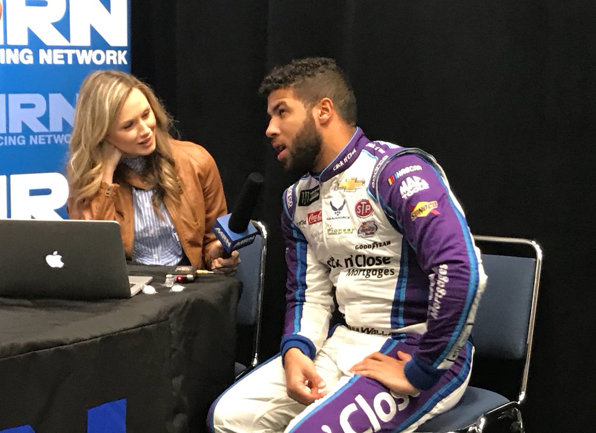 .<a href="/kimmiecoon/">kim coon</a> has <a href="/BubbaWallace/">Bubba Wallace</a> thinking hard for 9:30am 😂 

#CMSMediaTour #NASCAR