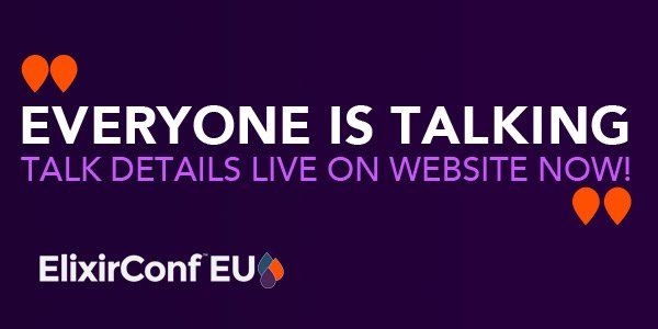 BREAKING: We've just announced ALL talk details for #ElixirConfEU - head over to the website now and learn what they are. (Early Bird Conference and Training available) #myelixirstatus <a href="/stevenproctor/">Proctor</a> <a href="/elixirfountain/">Elixir Fountain</a> <a href="/elixirlang/">The Elixir programming language</a> <a href="/ElixirConf/">ElixirConf</a> <a href="/plataformatec/">Plataformatec</a> ow.ly/YZrN30hYmKg