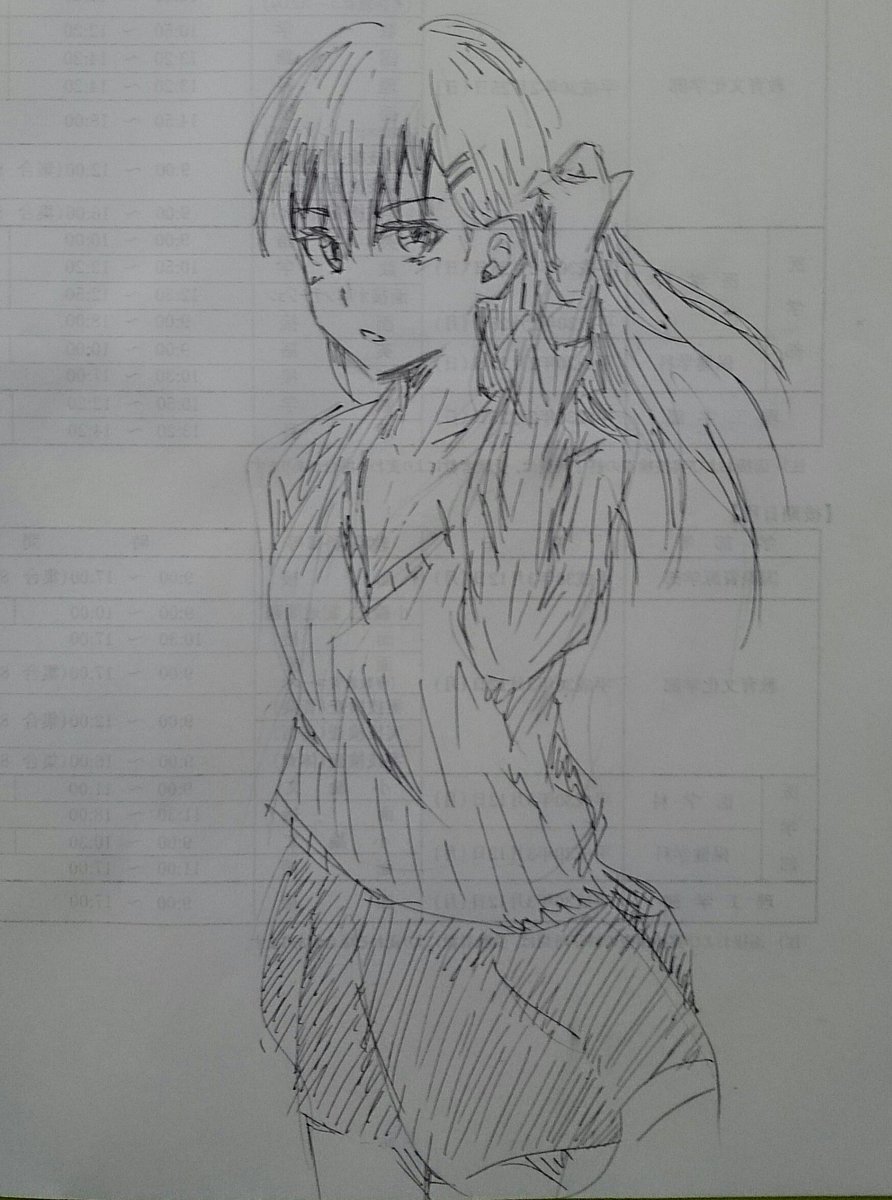 1分半で下書き、その後軽くペン入れてみた 