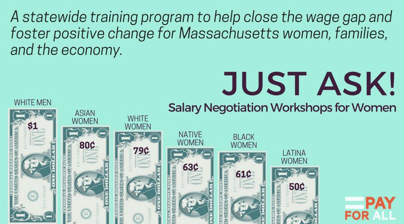 ANNOUNCING: #JustAsk! @MassTreasury’s newest #wageequality initiative created to help women fight the #wagegap through salary negotiation training! #JustAskMA