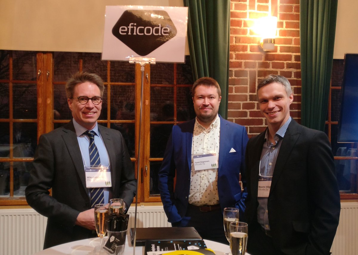 Eficode's tweet image. We are constantly on the road. These gentlemen are representing Eficode at the Industry Forum held in Vanajanlinna. #EficodeOnTour