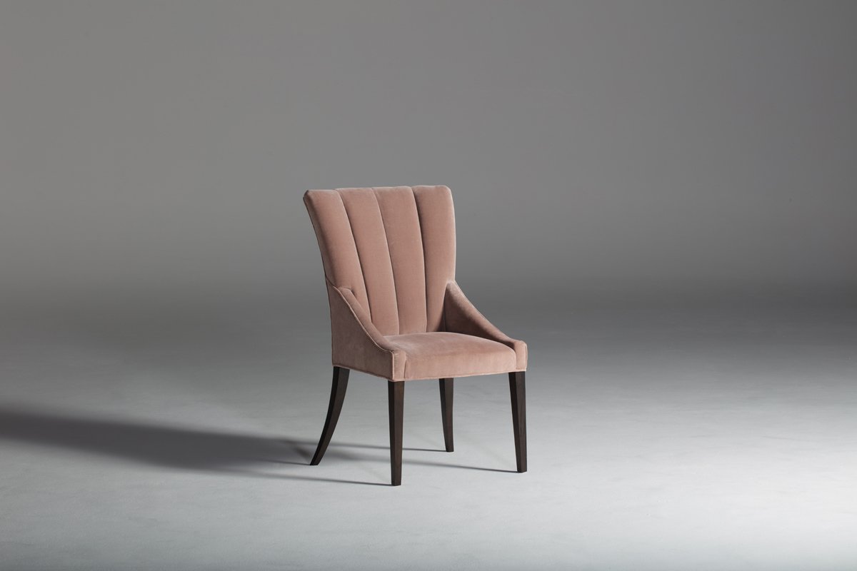 Our Serafina Dining Chair in a beautiful millennial pink fabric.

#MichaelNorthcroft #FurnitureDesign #FurnitureMaker #Velvet