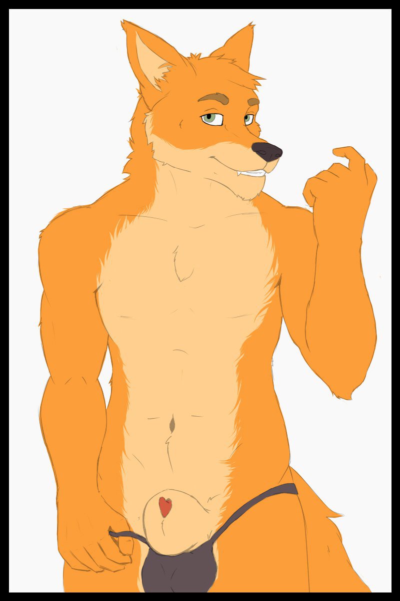 Finally did that challenge thing that <a href="/Bad_Doberman/">Linkin Monroe #BLM</a> made Cx flat sketch of that beefy dingo showing off his grin... And a bit more~