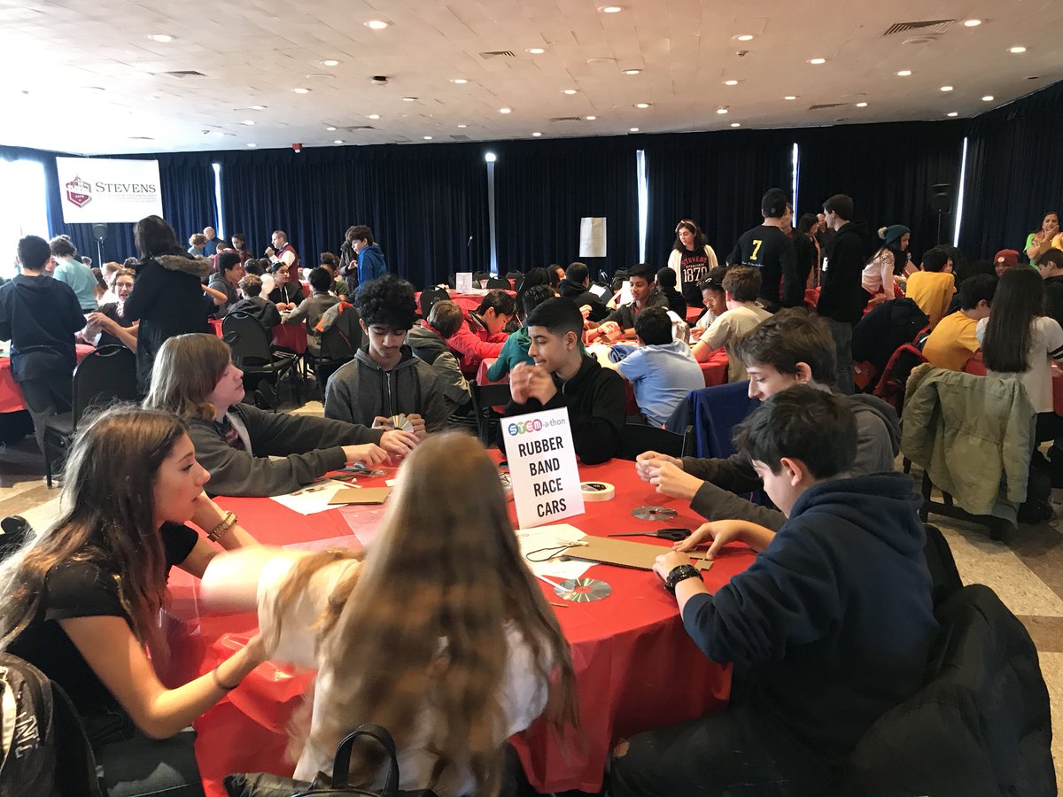 StevensConnects's tweet photo. Hands-on activities to kick-off STEM-a-thon! Students build and design race cars and helmets! @StevensCIESE @FollowStevens @hobokenfamily https://t.co/u2hl03Gs0t