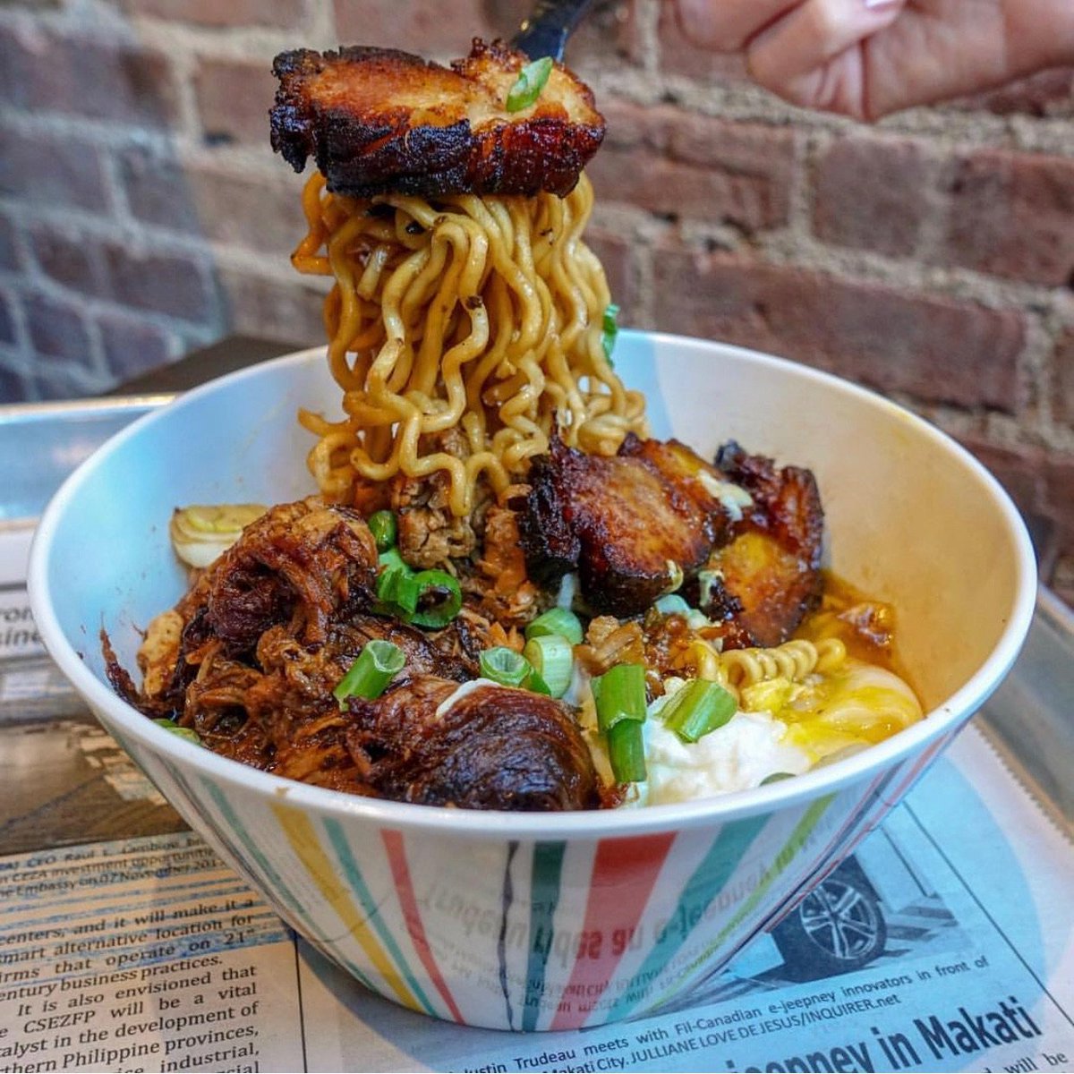One more week to come by <a href="/FlipSigi/">Flip Sigi 🇵🇭</a> and try one of my best specials... FLIP #Ramen featuring chicken AND pork Adobo, ramen noodles, adobo broth, poached egg, bok choy and scallions. Yes, it’s amazing and it should be in your mouth 🤔🤣😂🤷🏽‍♂️

📷: <a href="/FeedYourGF/">Feedyourgirlfriend</a>
#FlipSigiNYC #NYC