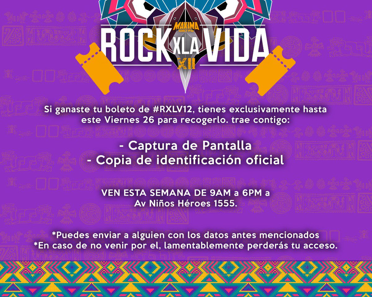 MAXIMA1067FM's tweet photo. Les recordamos que no a todos les pudimos contestar, pero los que lo hicieron en tiempo y forma y no les contestamos pueden venir por su boleto. https://t.co/CL7BKxKUb3