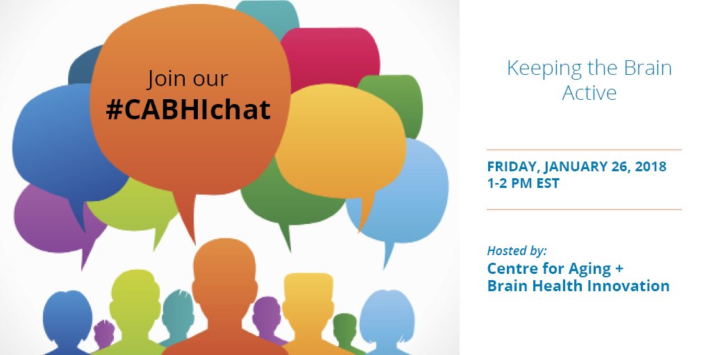 We're hosting another #CABHIchat this Friday from 1-2pm EST.  Be sure to join us to discuss how keeping the brain active can play a role in treating #Alzheimers, and learn about some of the latest #AlzheimersInnovations being developed in this space.