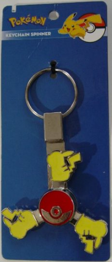 Picture of a Fashion Accessory Bazaar fidget spinner keychain. It is Pokemon themed with Pikachu.