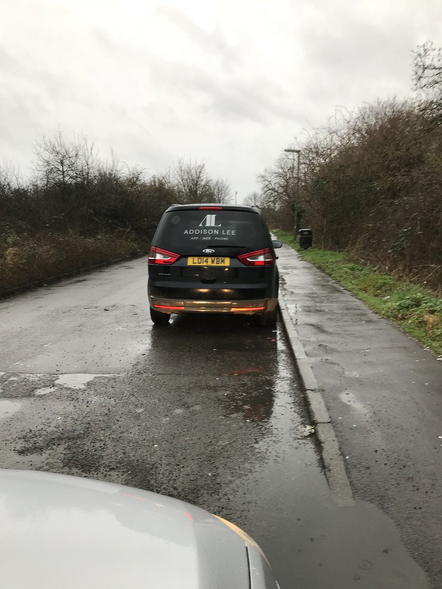 jonharvey's tweet photo. @AddisonLeeCabs Your cars YT66HHF and LO14WBM are using Stanwell Moor as a convenient waiting area. Here they are in Spout Lane. https://t.co/ltxukr6Dyz