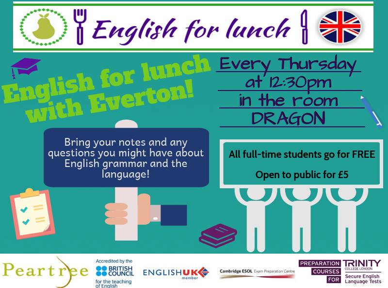 Don't forget our 'English for lunch' class is on Thursday, 25th of January, at 12:30pm. 
The topic for tomorrow is revising the use of some confusing verbs (make, do, have) and other corrections from the week. Don’t miss it, see you there! #EFL #EnglishForLunch #EnglishClass