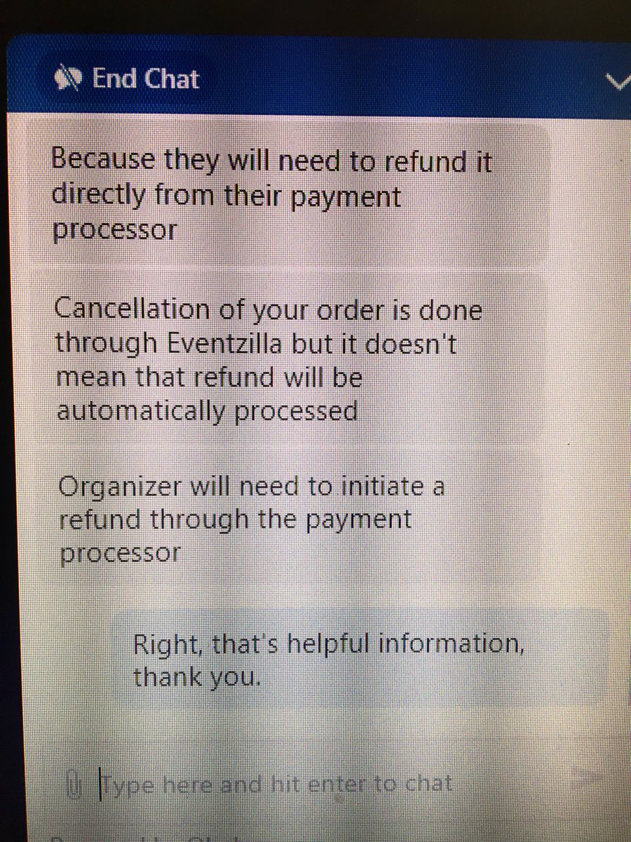 @klubkids_uk @klubkids_uk This is what Eventzilla says. Even though you’ve cancelled the order, you haven’t processed the refund. You need to do that refund through your payment processor. Please be decent, sort this out, it’s really disappointing and disheartening. We were big fans of you.