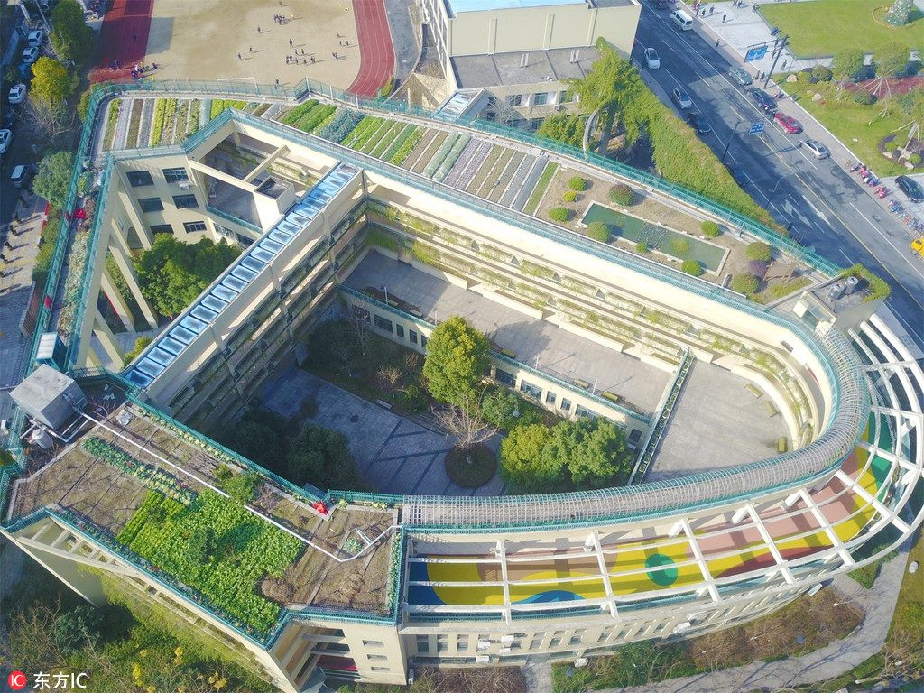 SilkRoadNews's tweet photo. #GreenChina : #Ecology on the Roof ofChina ! Fruits and Crops are Now Being Nurtured in a 1,300-square Meter #EcologicalFarm on the Roof of an Elementary School in #Hangzhou City of east China's #Zhejiang Province. https://t.co/y8kf6vIqT0