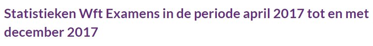 Het CDFD heeft de slagingspercentages van de Wft-examen in de periode april 2017 tot en met december 2017 gepubliceerd: bit.ly/2n9qLDP.