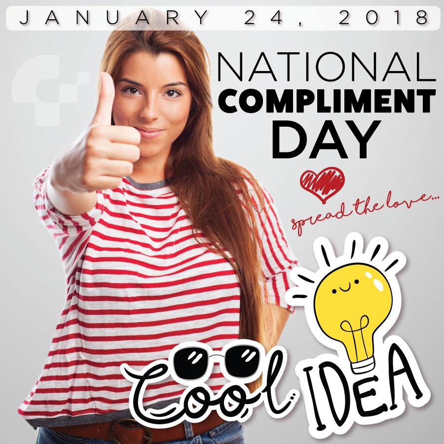CompleteCA's tweet photo. It's National Compliment Day! What a wonderful way to brighten someone’s day or to give credit for a job well done!  Hand out an extra compliment or two today; spread the love! #NationalComplimentDay #CompletelyCovered https://t.co/83PuCrAvbf