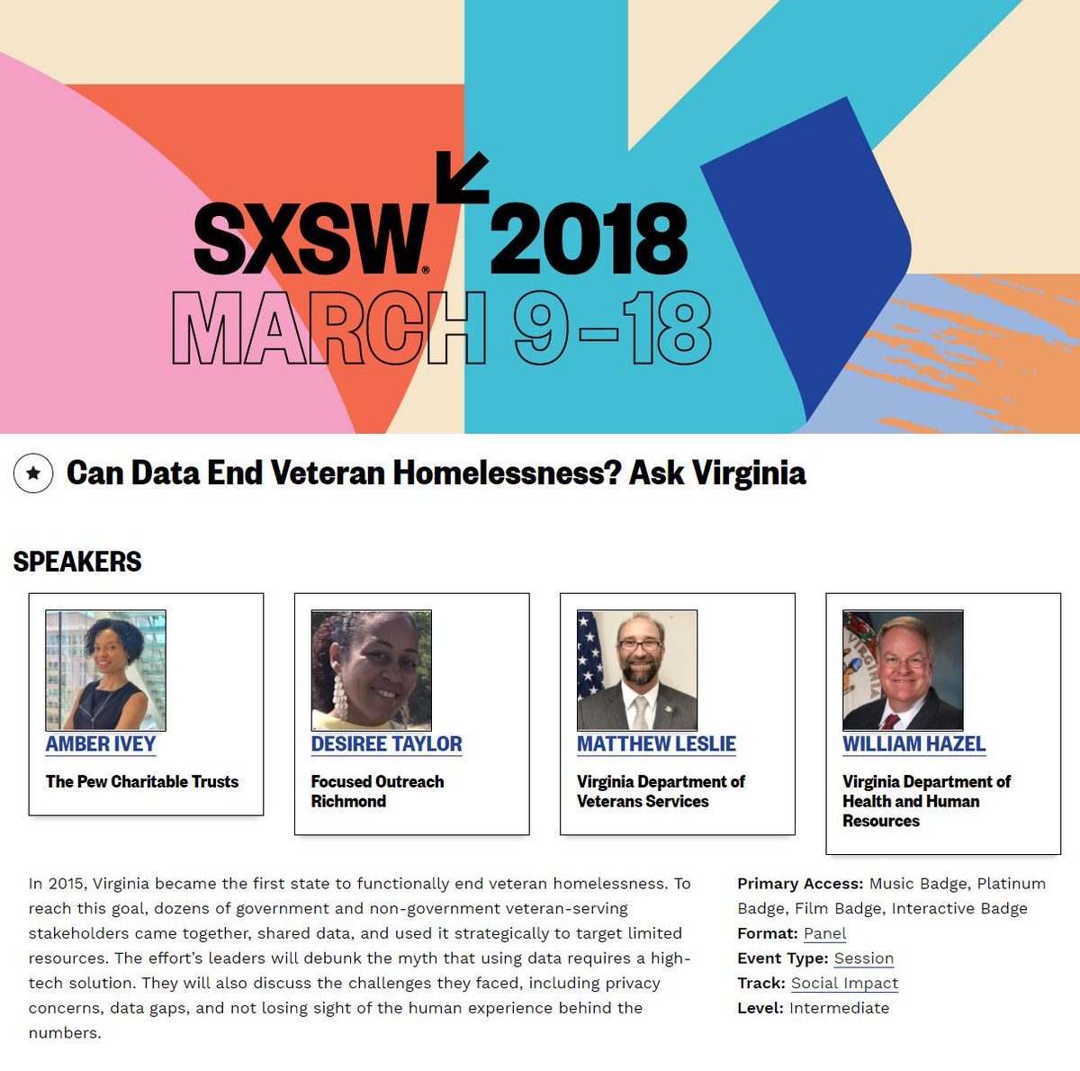 AmberMIvey's tweet photo. Are you going to #SXSW? If so, favorite our panel and I will see you in #Austin at #SXSW2018.  

https://t.co/fg0O3YqAxG
#vetdata #data #bigdata #admindata #administrativedata #dasa #strategicdata https://t.co/oz5av9w7Ja