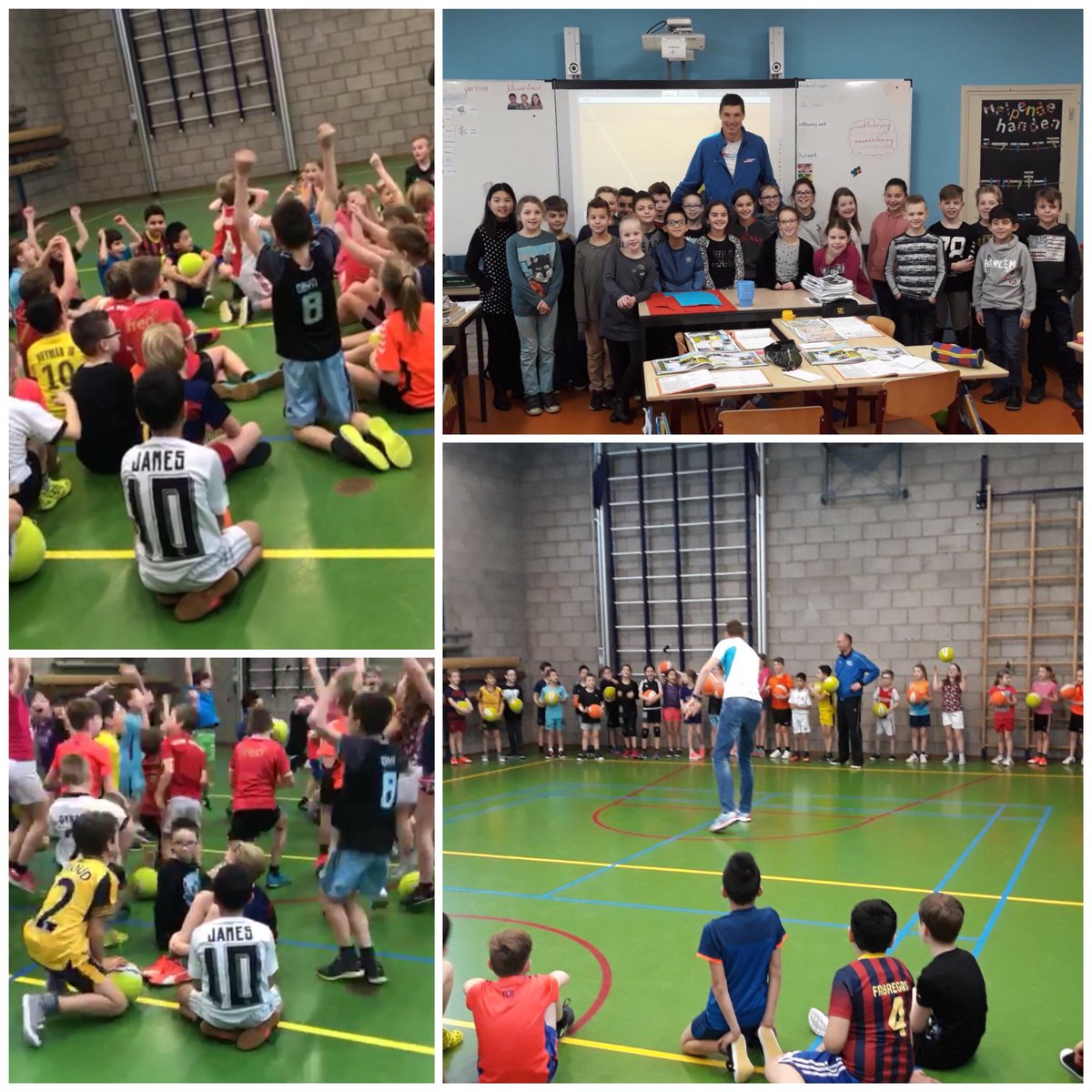 Korenaer's tweet photo. Heel speciaal als oud-leerling @basvandegoor je school @Korenaer bezoekt. #crowdfundingactie #Plein14 #volleybalclinic https://t.co/EI2SRGhV9c