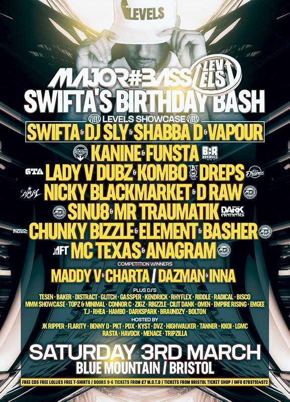 SwiftaMc's tweet image. Here it is people 👀 

Full line up announced for my birthday bash 

Ticket link - bristolticketshop.co.uk/eventdetails.a… 

#LEVELS #MAJORBASS
